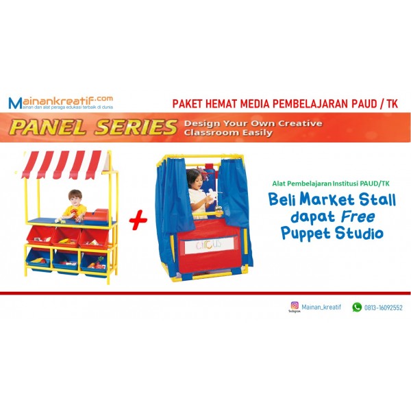 Paket Hemat Alat Pembelajaran Instisusi PAUD/TK: Market Stall + Puppet Studio